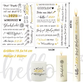 Giftota 2 Stück Rub On Sticker, 2025 DIY Kerzen Aufkleber, Rub On Folie für Möbel Glas Holz Keramik