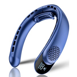 ASNUG Bladeless Neck Fan, 4 Turbo Portable Neck Fan, 4000 mAh Battery Operated, USB Rechargeable Personal Fan, 3 Speeds, 360° Cooling Airflow, LED Display, Wearable Fan for Home, Office, Travel, Gifts