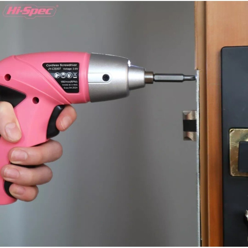 Hi-Spec Electric Screwdriver 27pcs 3.6V Pink USB Small Power Rechargerable