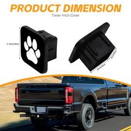 Sutmore Trailer Hitch Cover, Lovely White Dog Paw on Black Hitch Cover Rubber Towing Hitch Plug Covers, Square 2 Inch Receiver Tube Plug Cap for Trucks Cars SUVs