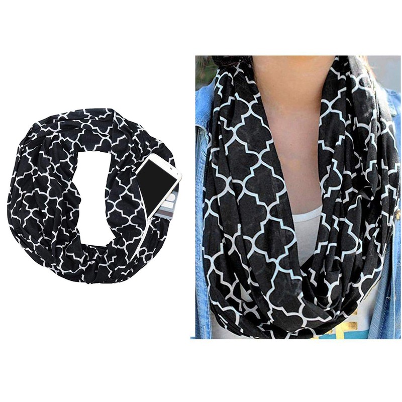 iPobie Pocket Scarf Infinity Scarf with Hidden Zipper Pocket Travel