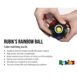 Rubik's Cube Rainbow Ball Color Matching Puzzle, Fun Addictive Educational Toy Gift for Adults & 4+ Kids, Develop Hands-On, Memory, Critical Thinking & Problem Solving Skills (Black)