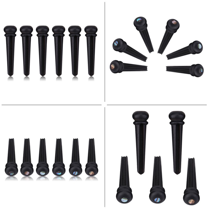 6Pcs Ebony Bridge Pins With Abalone Shell for Acoustic Folk