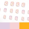 24 Pcs Pink Press on Nails Short Square,YIHONGYUAN Short Fake