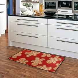 Alfombra de cocina con diseño de galletas de jengibre de Navidad, antideslizante, suave, alfombra de baño, alfombra para decoración del hogar, 99 x 50 cm