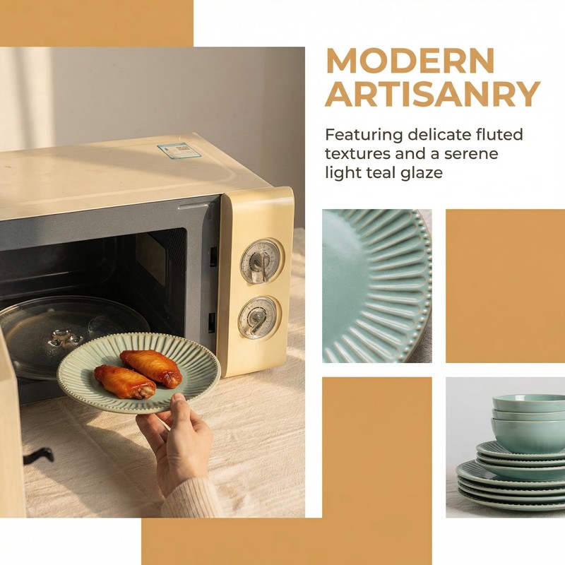 16-Piece Dinnerware Set for 4, Ceramic Plates, Bowls and Mugs,
