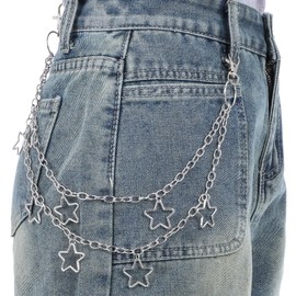 Star Jean Chain Belt, Pocket-Chain, Cute Waist Chains, Vintage Pants Chain Belts, Hip Hop Pants Chains, Fashion Body Jewelry Accessory for Men and Women