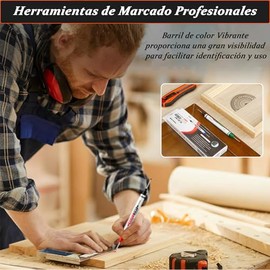 10 Pzs Marcador de Punta Larga,Marcador para metal de 21 mm Doble cabeza,de Agujero Profundo Multicolor, de Construcción Colorido Impermeable,para Construcción,Carpintería,Metal