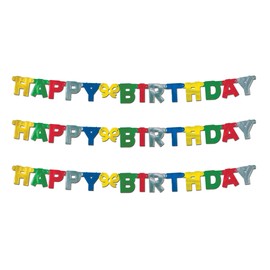 Beistle , 3 Piece Foil Happy Birthday Streamers, 4.25'' x 5'