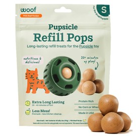 WOOF Pupsicle Refill Pops - Low-Mess Dog Snacks - with Peanut Butter and Beef - Dog Treats - Long Lasting - Small Pops - 10 Count
