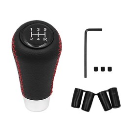 ANCLLO 5 Speed Car Gear Shift Knob Universal Leather Lever?for Most Manual Automatic Transmission SUV Trucks