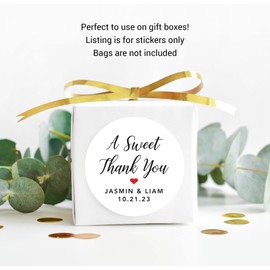 A Sweet Thank You Stickers for Favors, Custom Favor Labels, Welcome Bag Stickers or Treat Bag Stickers