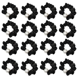 Black Hair Elastic Stylish Scrunchie Pearls Non-Tracing Hair Accessory Adult Hair Arrangement Beautiful Hair Scrunchie Set of 2