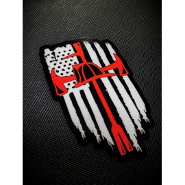American Flag Axe Halligan Helmet Cross Firefighter Fireman Fire Maltese Decal (8")