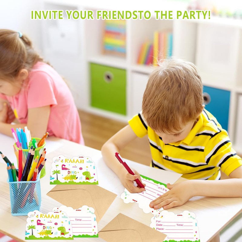 10Pcs Dinosaur Party Invitations for Kids,Party Invitations Kids Birthday Party