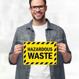 Hazardous Waste Sign, 10x7 Inches, 4 Mil Vinyl Decal Stickers Weather Resistant, Made in USA by My Sign Center