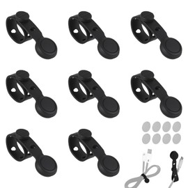 8pcs Silicone Magnetic Cable Ties, Reusable Cord Organizer Wrap for Bundling and Organizing Wires Multi-Purpose Cord Holder Clip Management for Home Office Travel(Black)