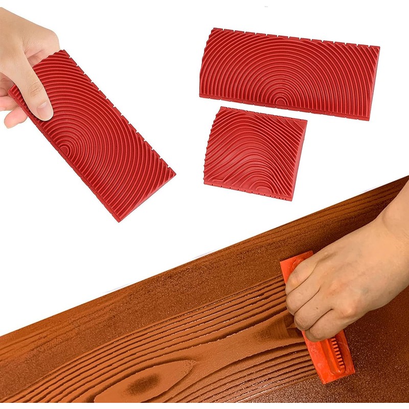 Wood Graining DIY Tool Set,Wood Pattern Brushing Roller Embossed Wall