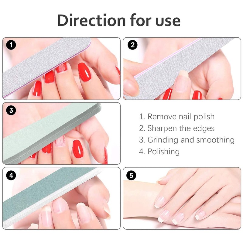 Nail Files 8 Pcs Professional Nail File and Buffer Block