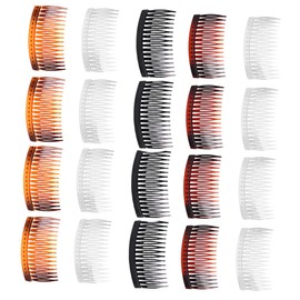 BIUDECO 25pcs Plastic Hair Side Comb Multi-functional Massager Comb for Hair Styling Includes White Yellow Tortoise and Red Tortoise Colors Lightweight and Portable