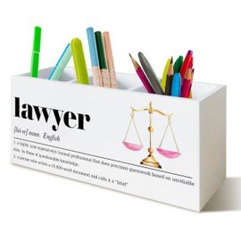 UNCDLV Lawyer Pen Holder for Desk, Lawyer Office Decor, Funny Gifts for Coworkers Women Men Wooden Pen Pencil Holder Organizer for Office Desk Accessories