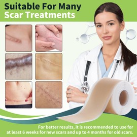 Medical Grade Silicone Scar Tape, Silicone Sheets for Scars Treatment & Preventment, Professional Scar Removal Strips for C-Section, Keloid, Surgical, Burn Etc (1.6" X 59" Roll - 1.5M)