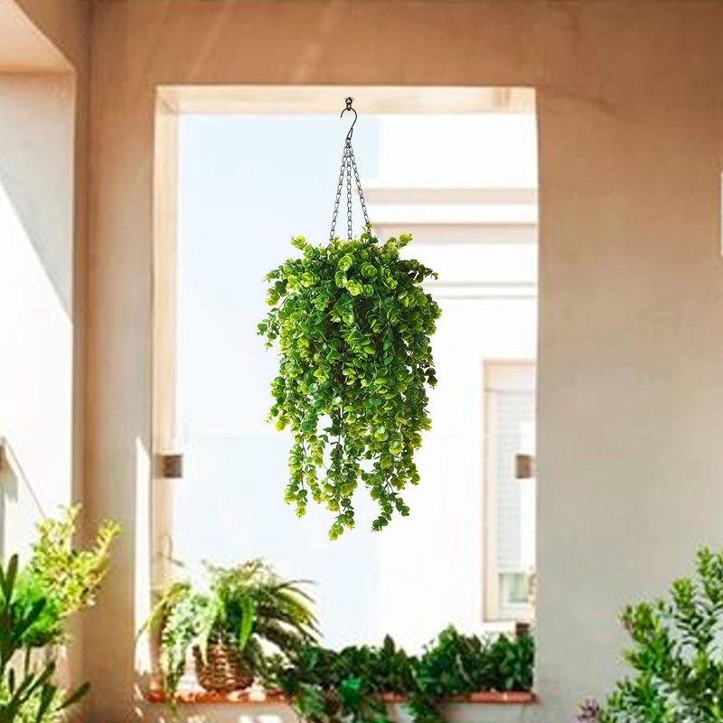 ZFProcess Artificial Faux Hanging Plants Basket for Spring Summer Outdoor
