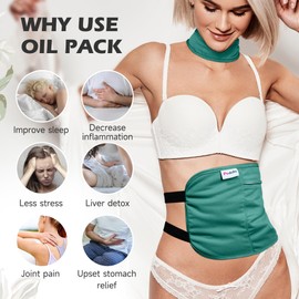 Pedobi 2 Pcs Castor Oil Pack Wrap, Castor Oil Compress for Liver Detox, Insomnia, Constipation Green
