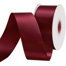 BVIEAKD Burgundy Satin Ribbon - 2" x 50 Yards Double Faced Solid Color Ribbon for Crafts Weddings Bow Making & More