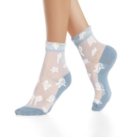 Benefeet Sox Ruffle Socks for Women Girls Lace Sheer Frilly Ankle Socks Floral Pattern Thin Nylon See Through Dress Sock with Lace Trim 3 Pair