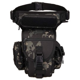 Bolsa táctica de pierna caída, militar, para llevar al aire última intervensión, para motocicleta, senderismo, viajes, pesca, bolsa de herramientas, Negro (Black Camouflage)