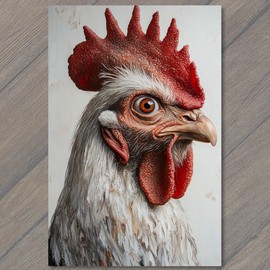 PaperMadDogScar POSTCARD Chicken Close-Up Stunning Poultry Human Eye Detail Weird Strange Creepy