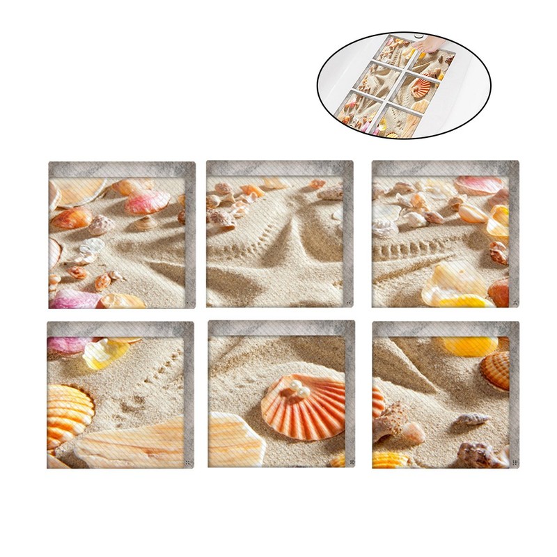 Yardwe Pack of 6 Non-Slip Stickers Beach Pattern Bathroom Pedal