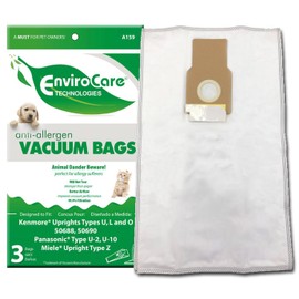 EnviroCare Replacement Allergen Vacuum Bags designed to fit Kenmore 50688 and 50690 Type U, L, and O, Panasonic Type U-2, U-10 Uprights 3 Pack