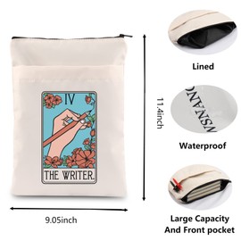 TOBGBE The Writer Tarot Card Bag Book Lovers Gifts Writer Book Sleeve Reader Book Covers for Soft Cover Books Bookish Book Pouch (The Writer CA)