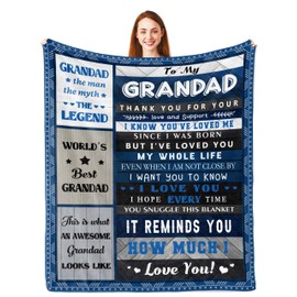 Grandad Gifts, Birthday Gifts for Grandad, Grandad Birthday Gifts, Gifts for Grandad, Best Grandad Gifts from Grandchildren, Great Grandad Present Christmas Fathers Day, Grandpa Gift Blanket 150x130CM