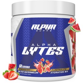 Alpha Supps Lytes - Daily Electrolyte Hydration Drink Mix Powder - Sugar-Free, Zero Calorie Instant Formula with Trace Minerals and Antioxidants (60 Servings, Salted Watermelon Strawberry)