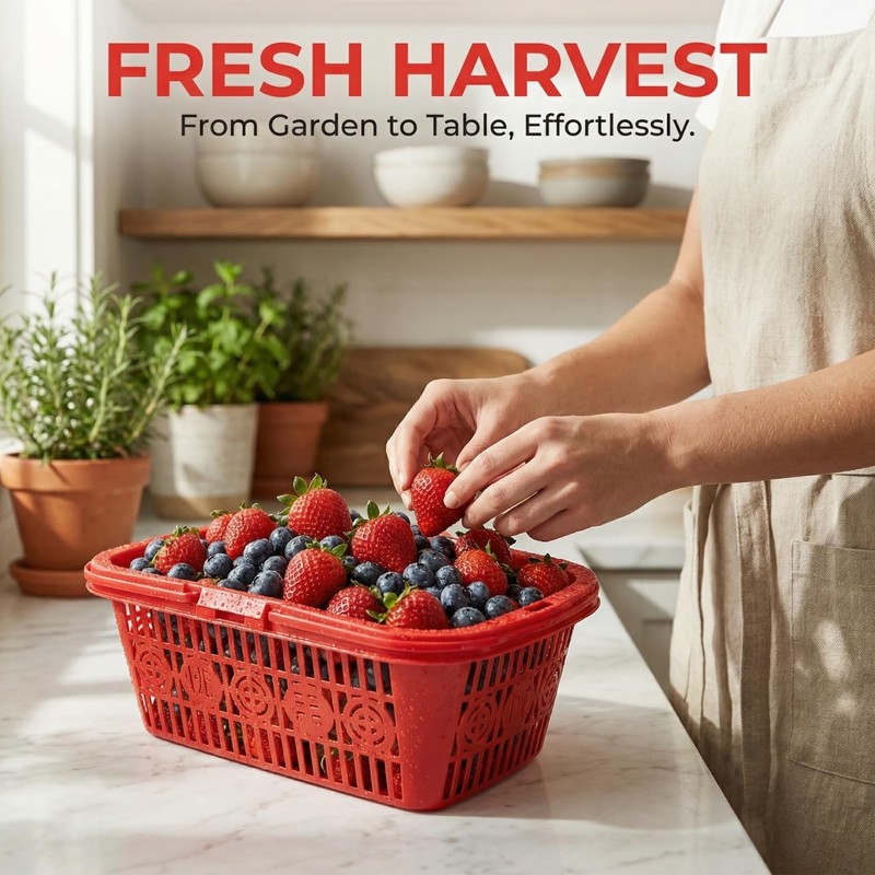 SEWOART Mini Fruit Basket with Lid 8.46X5.70X3.14In Plastic Berry Picking