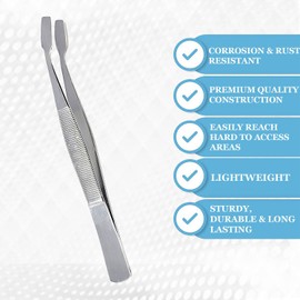 A2Z Professional Tweezers | Orthodontic Surgical Medical | Dental Bracket Placing | Cotton Dressing Tissue Forceps | Direct Bonding | Serrated Suture Plier CE (Flat Wide Tips - Angled)