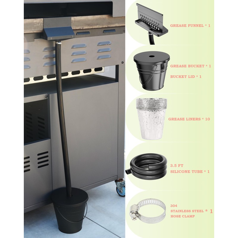 Rear Grease Drainage System for Blackstone Griddle, Equipped with Rear