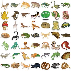 Reptiles Stickers for Laptop (Pack of 50), Gift for Children, Teenagers, Adults, Boys, Lizard Waterproof Vinyl Stickers for Scrapbooking, Skateboard, Car, Luggage