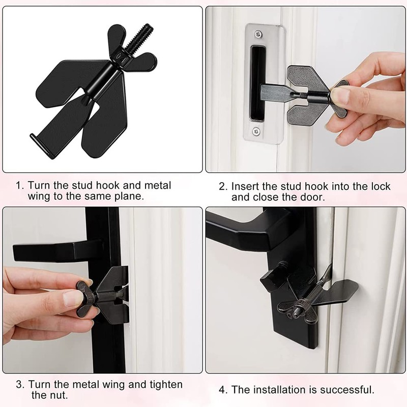 Upgrade Portable Door Lock for Travel,Suithink 304 Stainless Steel Black