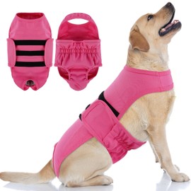 PUMYPOREITY Reusable Female Dog Diaper, Adjustable Stretchy Pantie with Suspender, Escape-Proof Anti-Harassment Underwear for Heat Cycle, Incontinence, Puppy Training, Senior Canine, XL, Pink