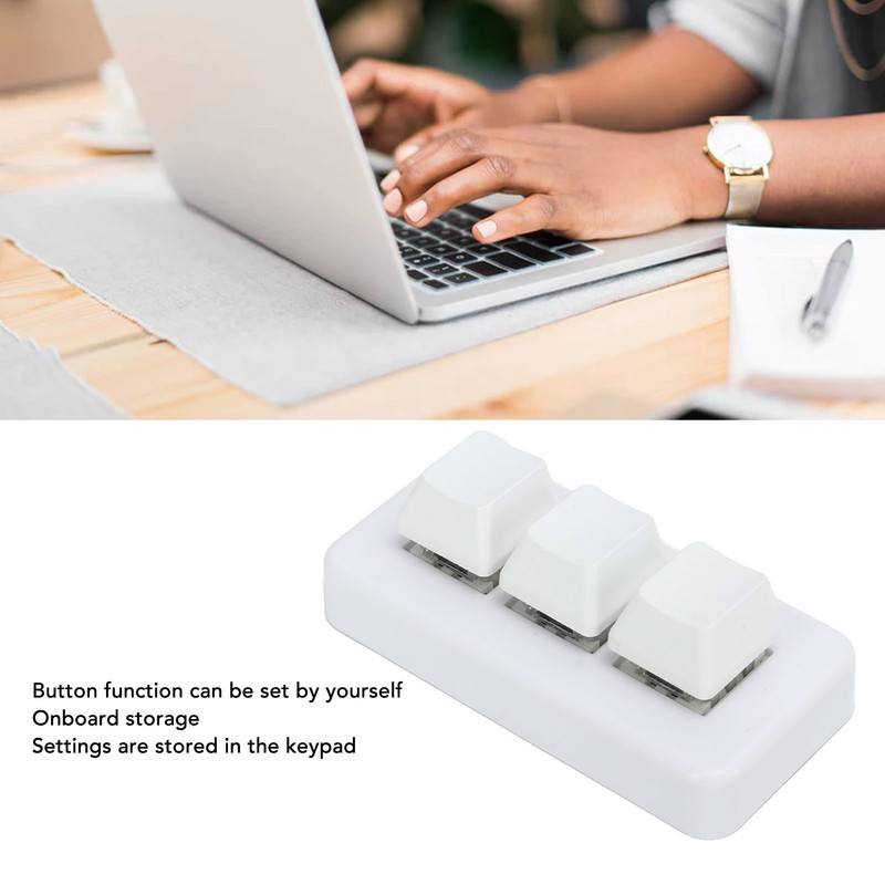White Mini 3 Key Keypad ABS Bluetooth Receiver USB Comfortable