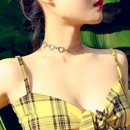 JinYu Multiple Heart Choker Necklace - Simple Geometric Circle Choker Statement Clavicle Necklace for Women Girls Necklace Jewelry Gold