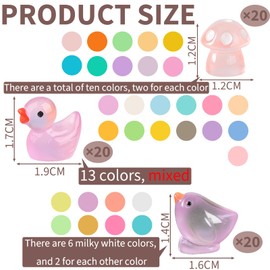 Pddenality 86 Pcs Mini Animals, Animals Mixed Tiny Animals, Glow In The Dark Ducks Mini Figures, Micro Landscape Decoration Accessories Decor for Aquarium Dollhouse Garden