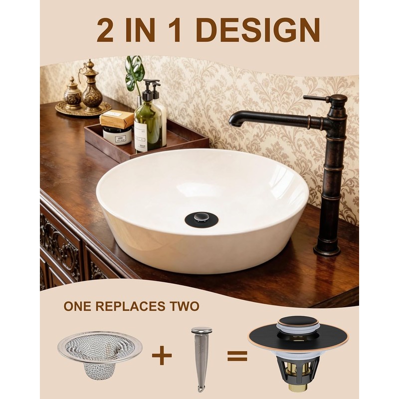 Fransiton 2 Pack Bathroom Sink Stopper, 1.1-1.77 Inch Basin Pop