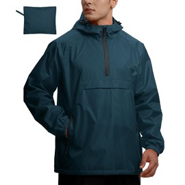 SWISSWELL Men's Rain Jacket Waterproof Lightweight Packable Pullover Windbreaker with Hood for Golf, Fishing, and Hiking