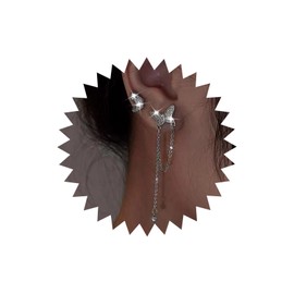 TseenYi CZ Butterfly Necklace Earrings Silver Crystal Butterfly Earrings Small Butterfly Dangle Rhinestone Earrings Long Chain CZ Drop Earrings Sparkling Crystal Earrings Jewellery, Zinc