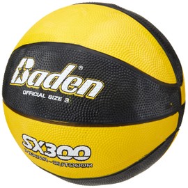 Baden Junior SX Range Composite Rubber Basketball, Indoor and Outdoor Ball, Yellow and Black, Size 3